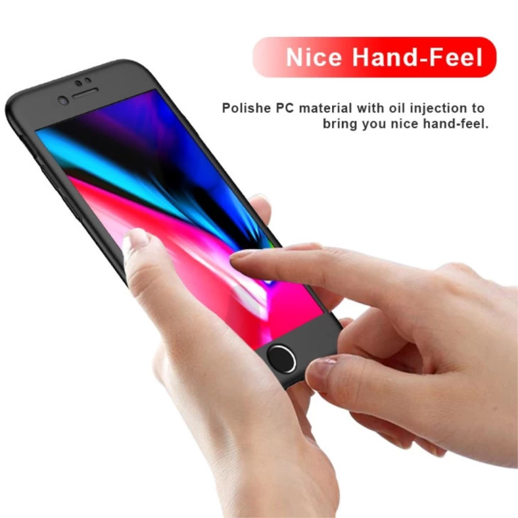 Husă IPAKY Full Cover 360° pentru Apple iPhone 7 (față + spate + sticlă), neagră 2