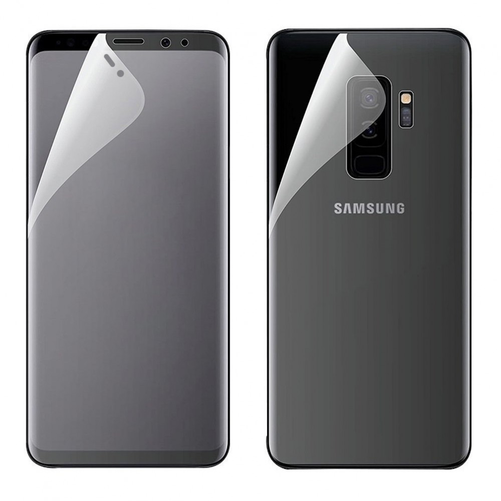 Set 2 folii protectie Samsung Galaxy S9 (fata + spate), din plastic, transparente 2