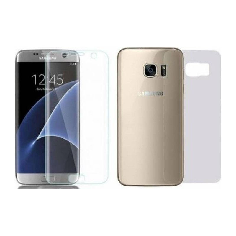 Set 2 folii protectie Samsung Galaxy S7 Edge (fata + spate), din plastic, transparente 2
