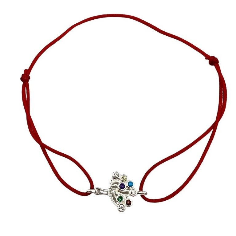 Bratara cu nod dublu si medalion din argint 925, Pom cu pietre colorate 2
