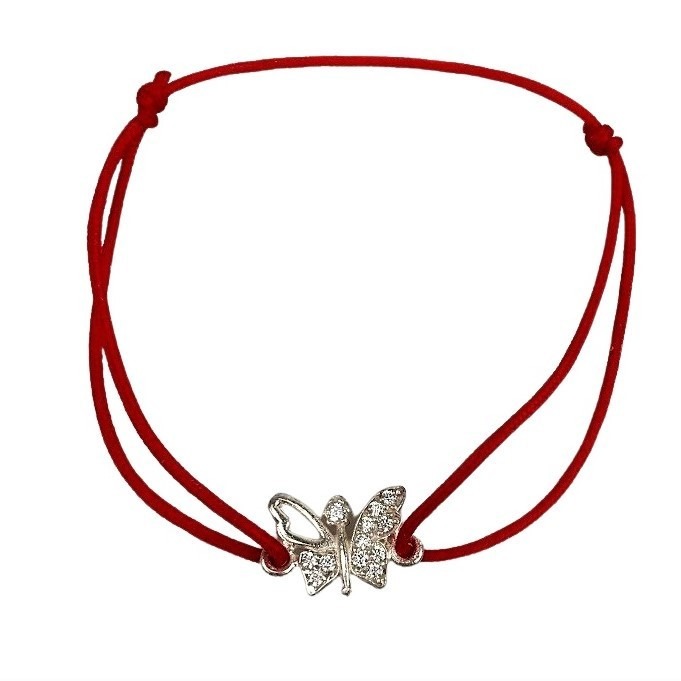 Bratara cu nod dublu si medalion din argint 925, Fluture cu pietre 2