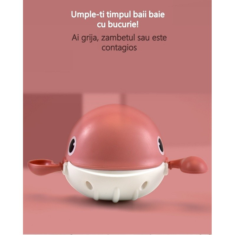 Jucarie de baie pentru copii, model balena, roz 3
