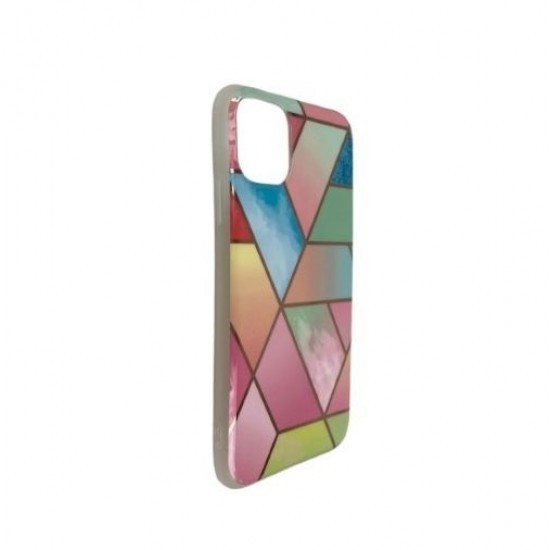 Husa protectie compatibila cu Apple iPhone 12 Pro Max Soft IMD TPU Marble Geometric Roz 2