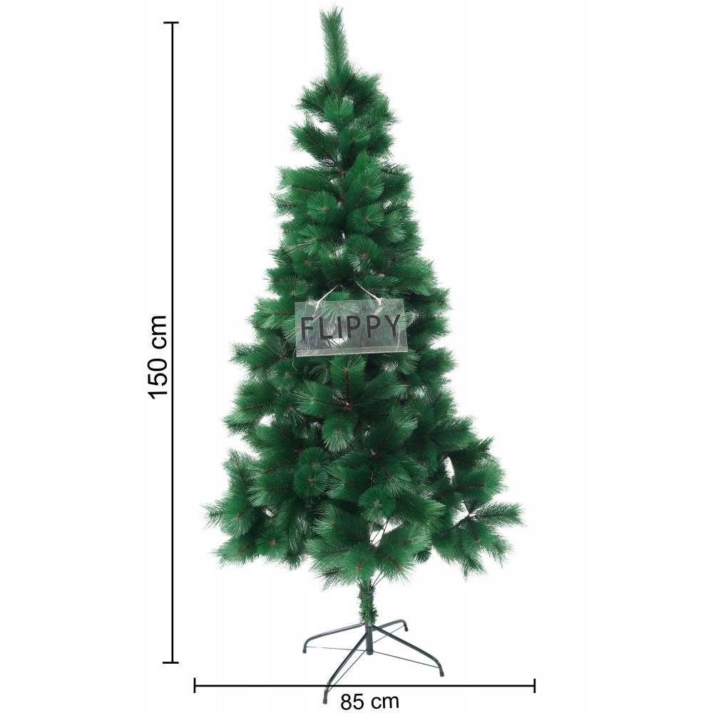 Brad artificial de Craciun, clasic, inaltime 150 cm, diametru 88 cm, 437 ramuri,  verde, suport metalic inclus 2