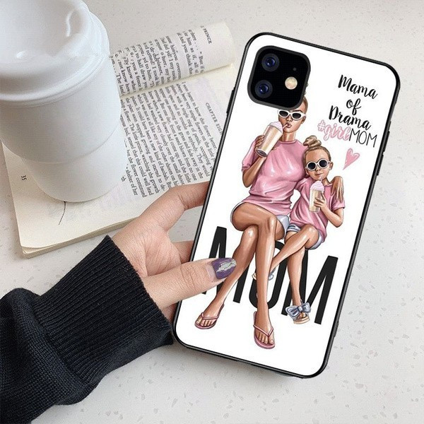 Husa Apple iPhone 12 , Printed Glass, sticla + TPU, model Mama of Drama 2