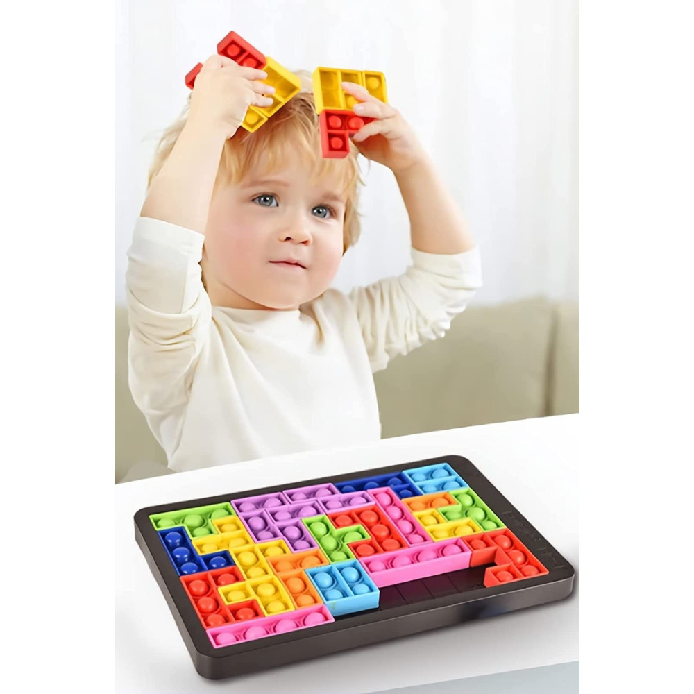Joc antistres din silicon, Pop It Now and Flip It, Puzzle Blocks, Multicolor 2