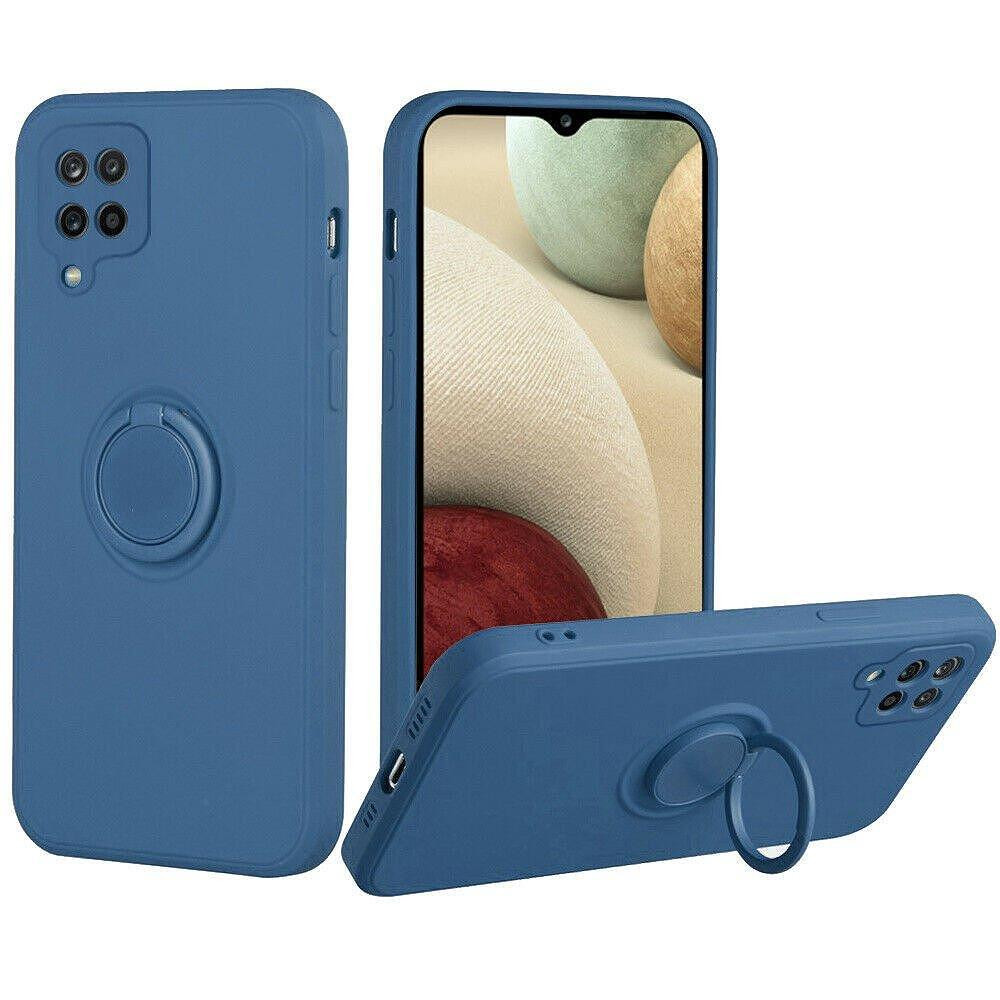 Husa protectie Finger Ring pentru Samsung Galaxy A12, albastra 2