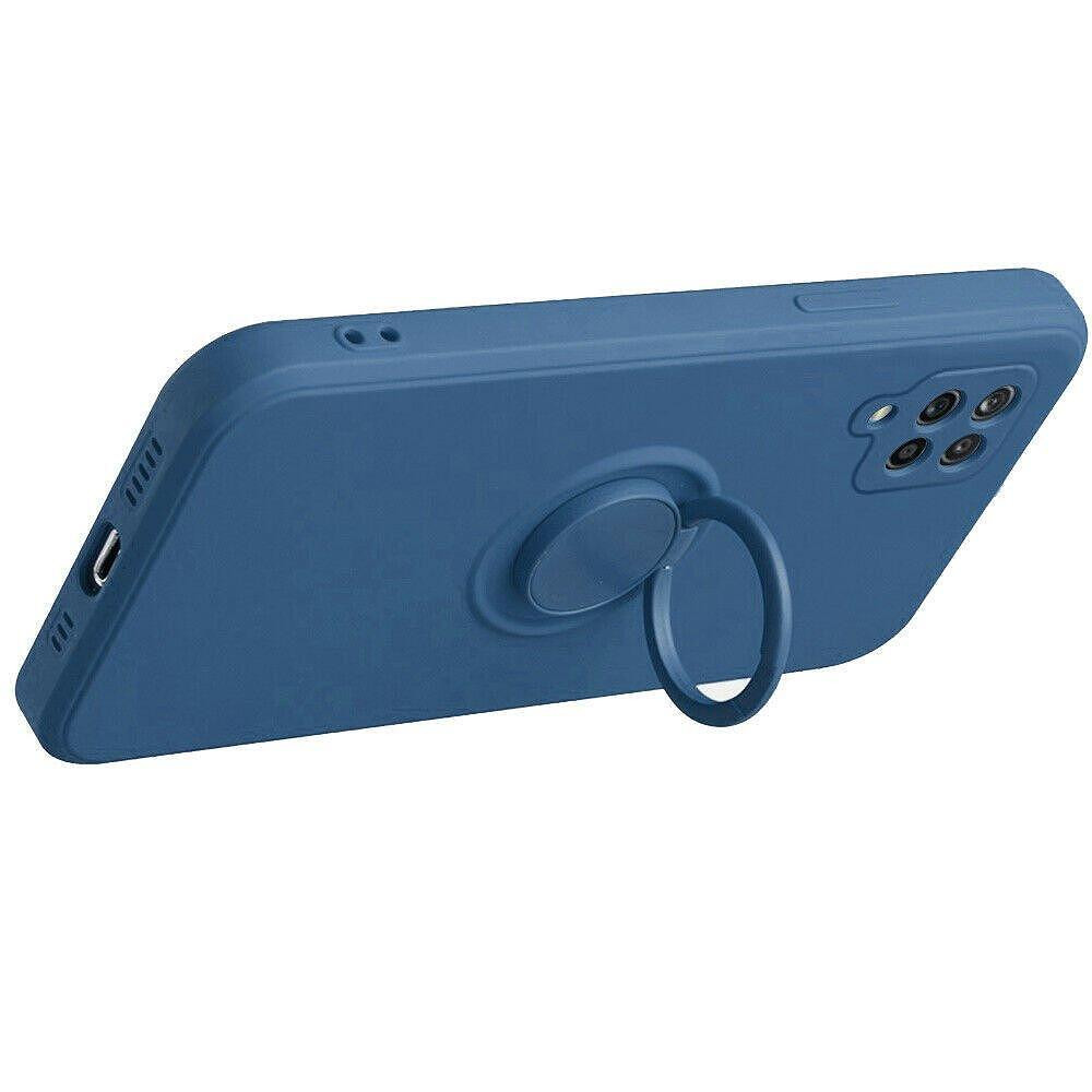 Husa protectie Finger Ring pentru Samsung Galaxy A12, albastra 3