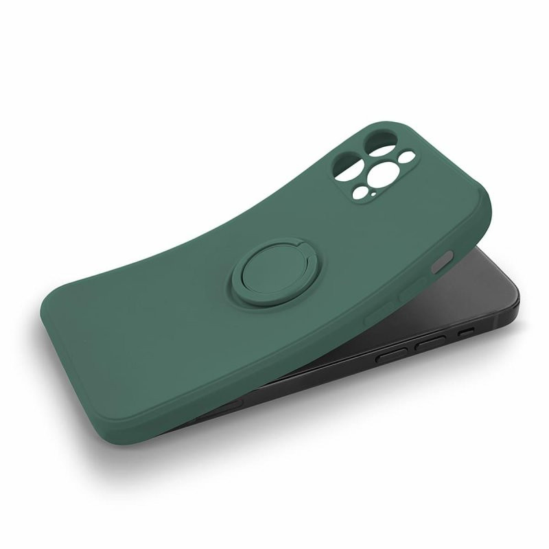 Husa Samsung Galaxy A20e, Ring Silicone, inel rotativ, catifea in interior, verde 5
