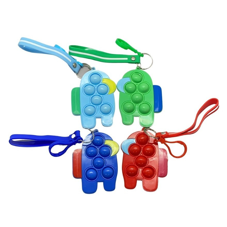 Jucarie antistres tip Pop It!, Simple Dimple, cu breloc, model Among Us, rosu 2