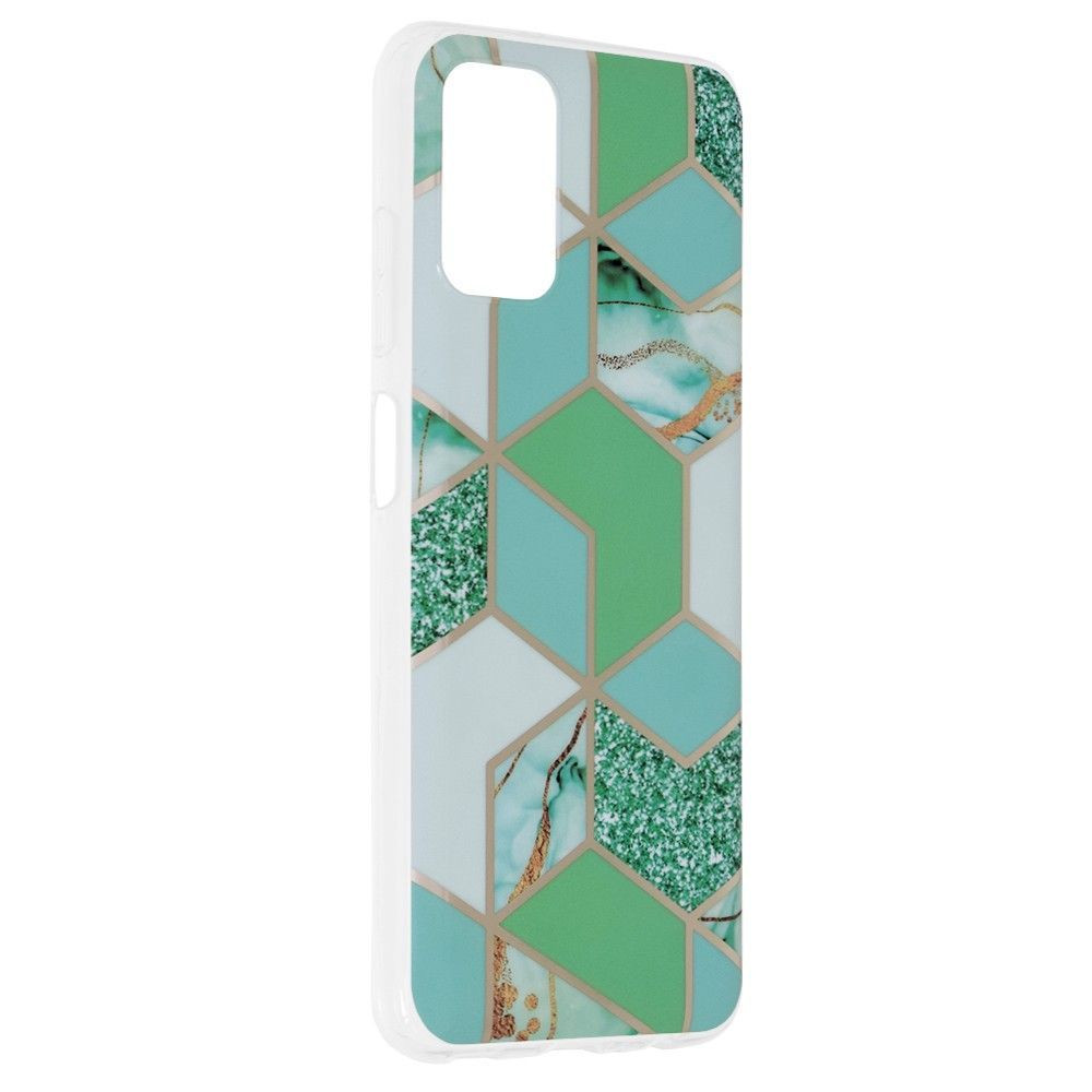 Husa protectie Samsung Galaxy A02s, Marble Series, verde/auriu 2