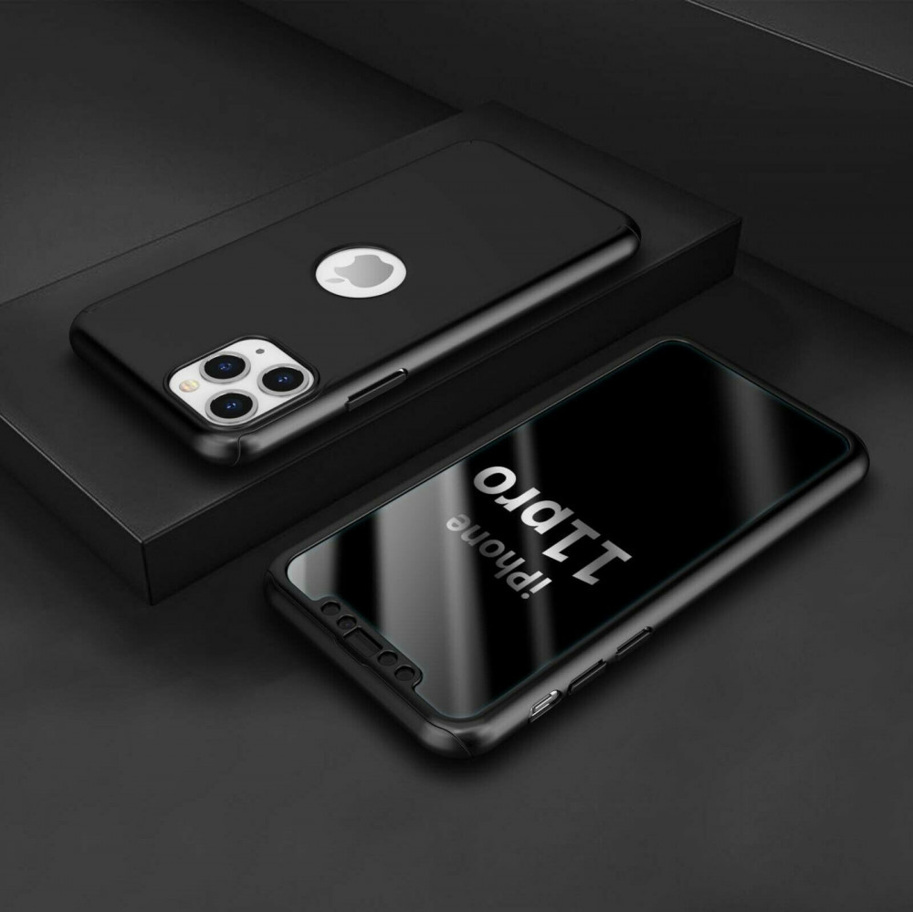 Husă Full Cover 360° pentru Apple iPhone 13 Pro (față + spate + sticlă), neagră 4
