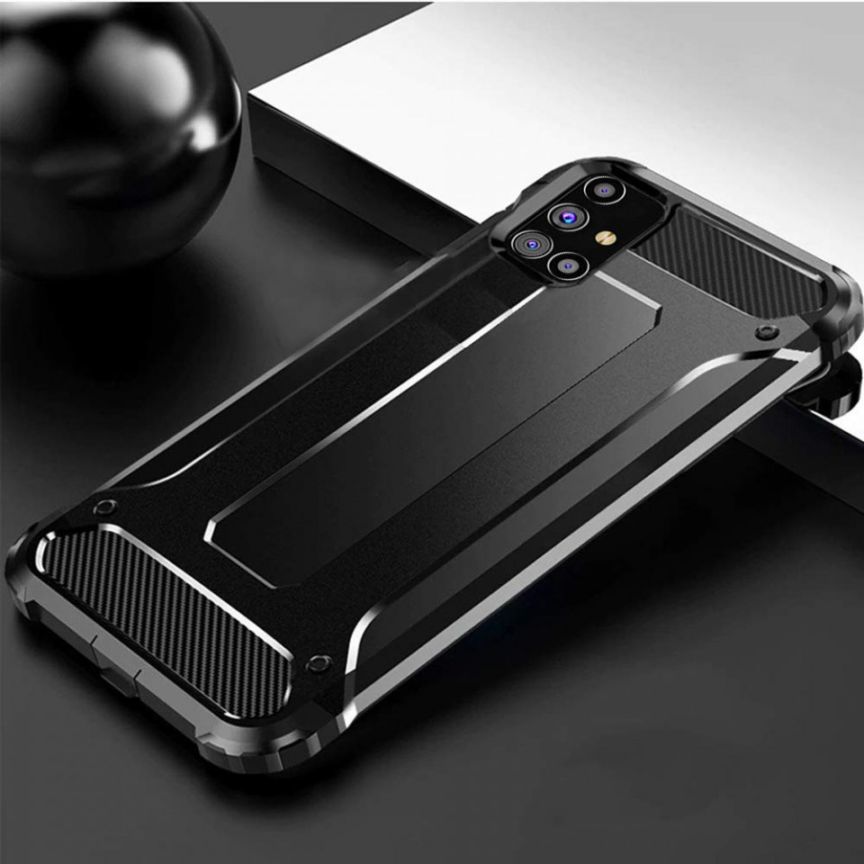 Husa protectie Samsung Galaxy A51, Armor Case, hibrid (TPU + Plastic), neagra 2