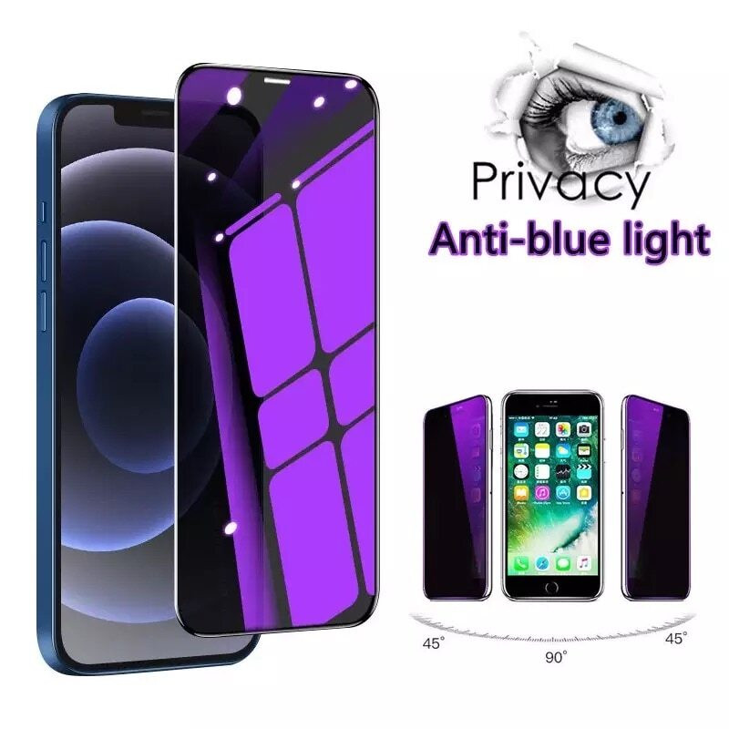 Folie sticla Apple iPhone 14 Pro, Full Glue Privacy Anti-Blue Ray, margini negre 2