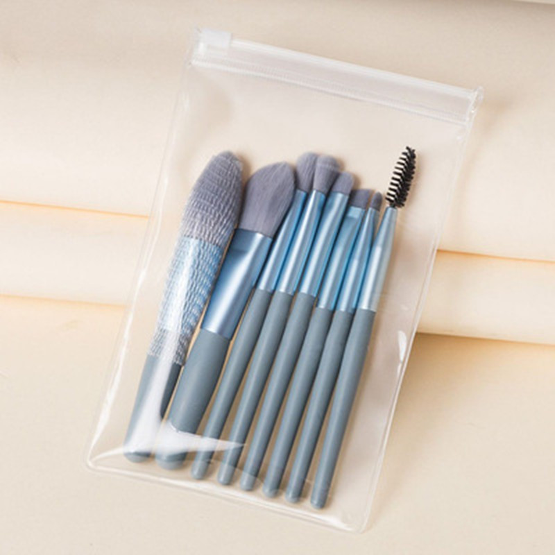 Mini set portabil 8 pensule de machiaj, albastru/gri 2
