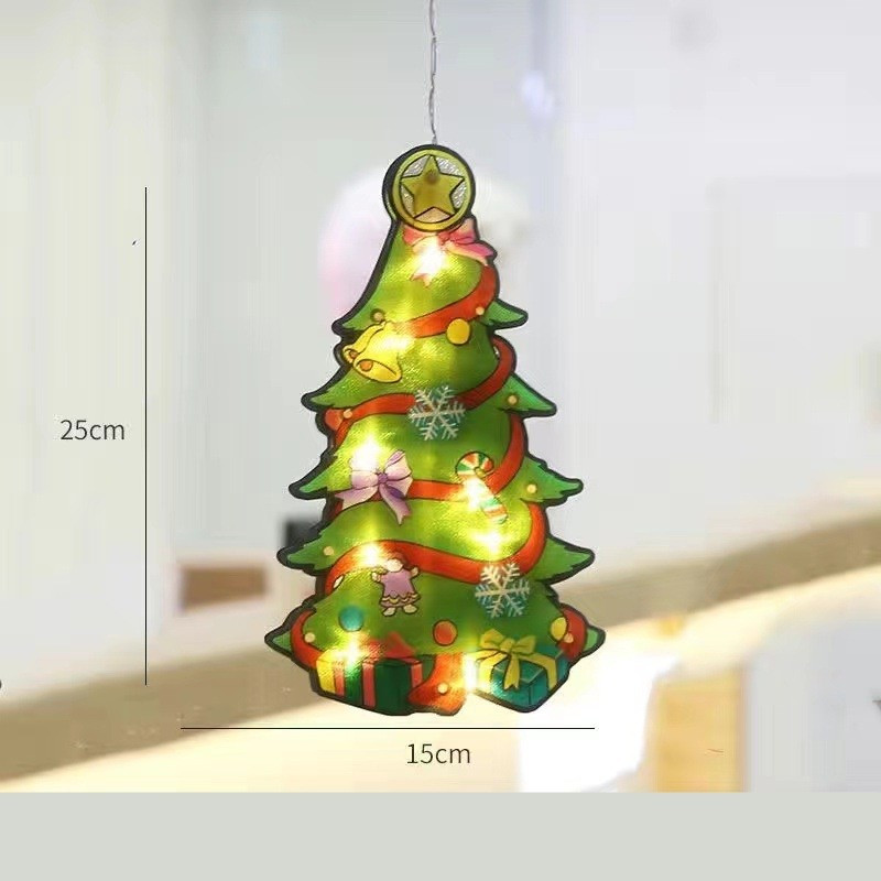 Decoratiune de Craciun pentru fereastra, brad, cu LED-uri, 26 cm, alb cald 2