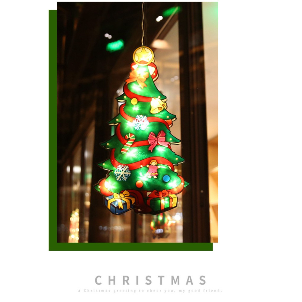 Decoratiune de Craciun pentru fereastra, brad, cu LED-uri, 26 cm, alb cald 3