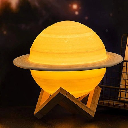 Lampa de veghe 3D Saturn Light, alb cald, alimentare baterii, stand plastic inclus, 15 cm 2