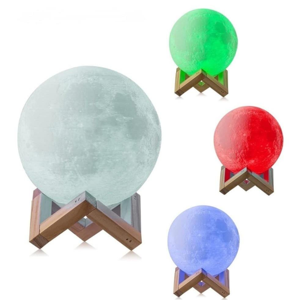 Lampa de veghe 3D Moon Light, lumina multicolor, alimentare baterii, 8 cm 2