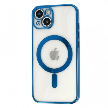 Husa Apple iPhone 11, Magsafe Electroplating TPU, protectie camera, margini albastre 3
