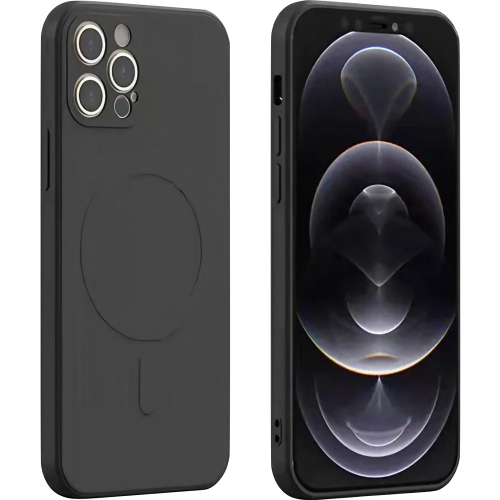 Husa Apple iPhone 11, Liquid Magsafe, protectie camera, microfibra, neagra 2