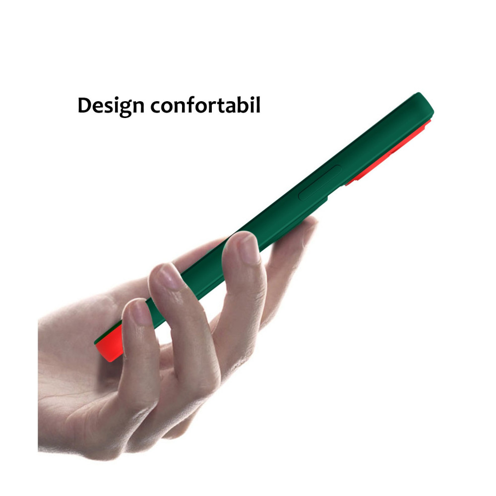 Husa Apple iPhone 14 Pro, Armor Design, functie stand, insertie metalica pentru suport auto magnetic, verde/rosu 4