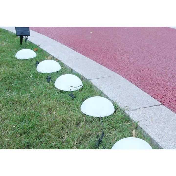 Decoratiune pentru gradina, lampa solara in forma de ciupera, 5 ciuperci, alb cald 3