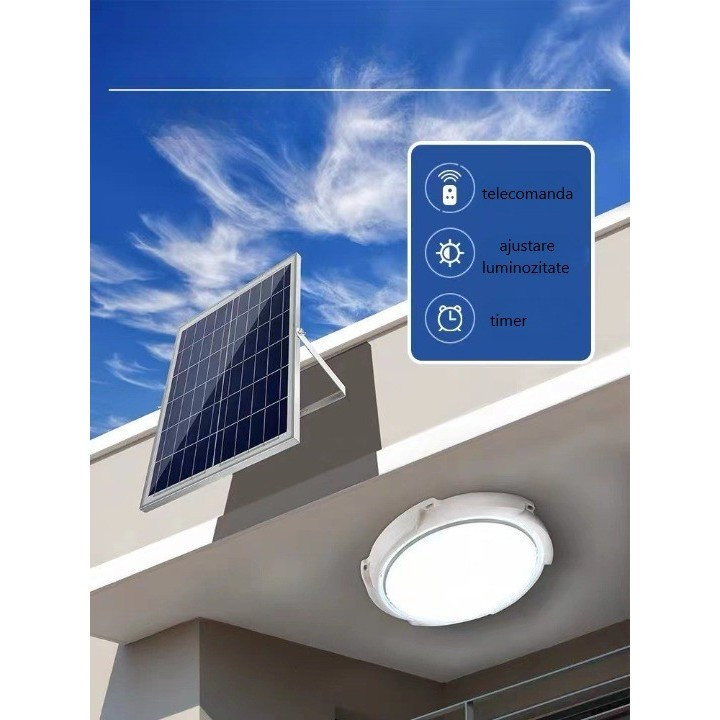 Plafoniera solara, 300 W, diametru 360 MM, cu telecomanda, alb rece 2