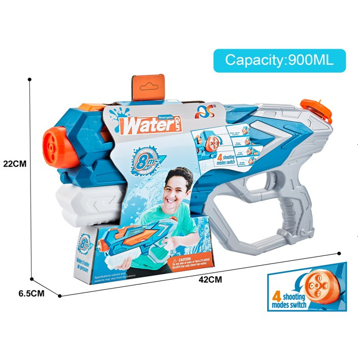 Jucarie pistol cu apa, plastic, 4 duze, rezervor 900 ml, 6 ani+, albastru 2