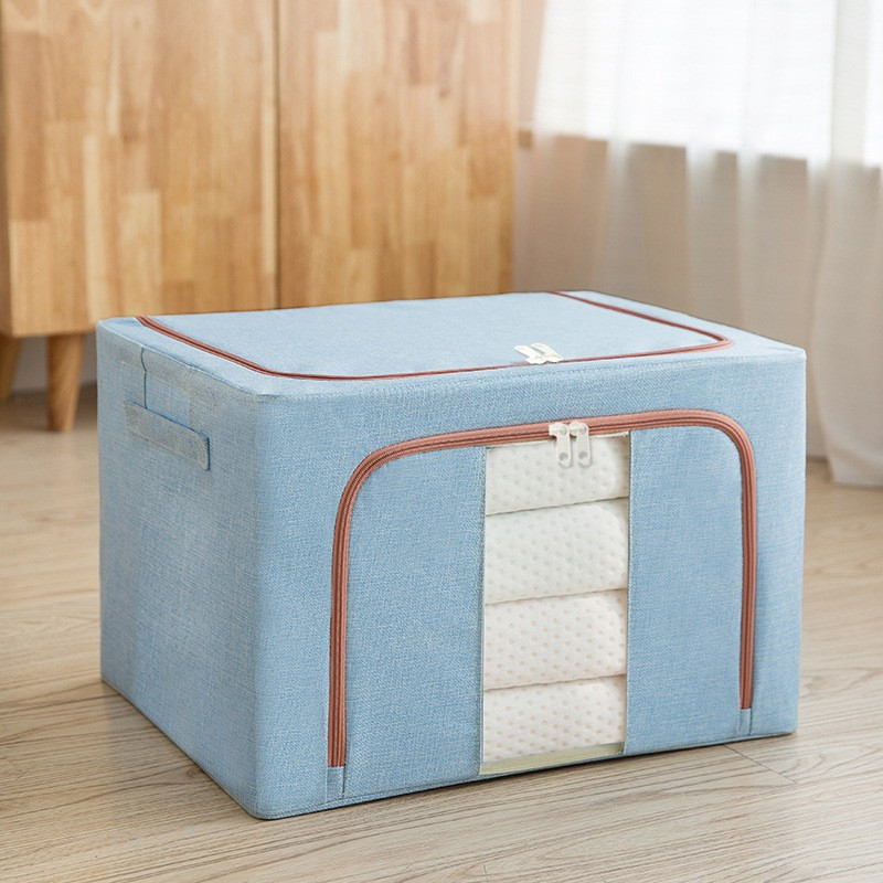 Cutie de depozitare pliabila cu fermoar, 66 litri, material textil, 50 X 40 X 33 cm, albastru deschis 2