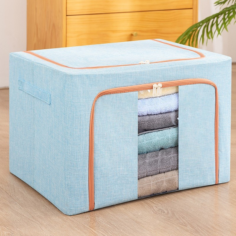 Cutie de depozitare pliabila cu fermoar, 66 litri, material textil, 50 X 40 X 33 cm, albastru deschis 3