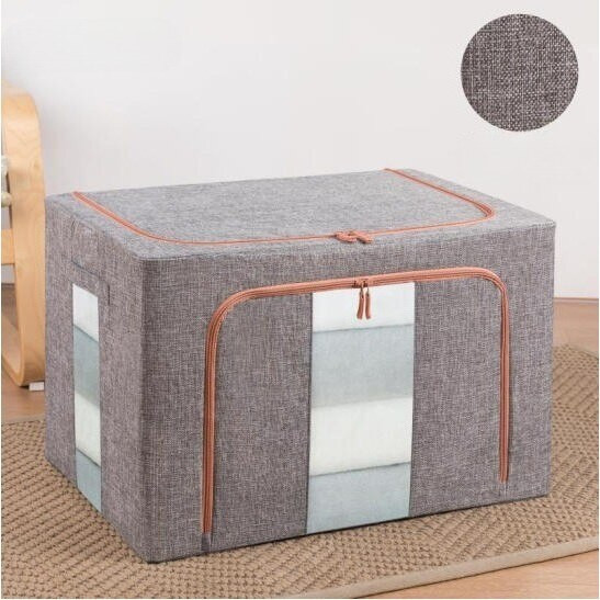 Cutie de depozitare pliabila cu fermoar, 24 litri, material textil, 40 X 30 X 20 cm, gri 3
