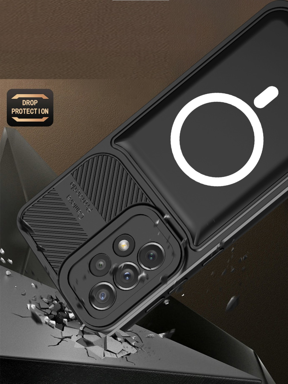 Husa Samsung Galaxy A14 4G/5G, Urban Series, prindere suport auto magnetic, antisoc, neagra 3