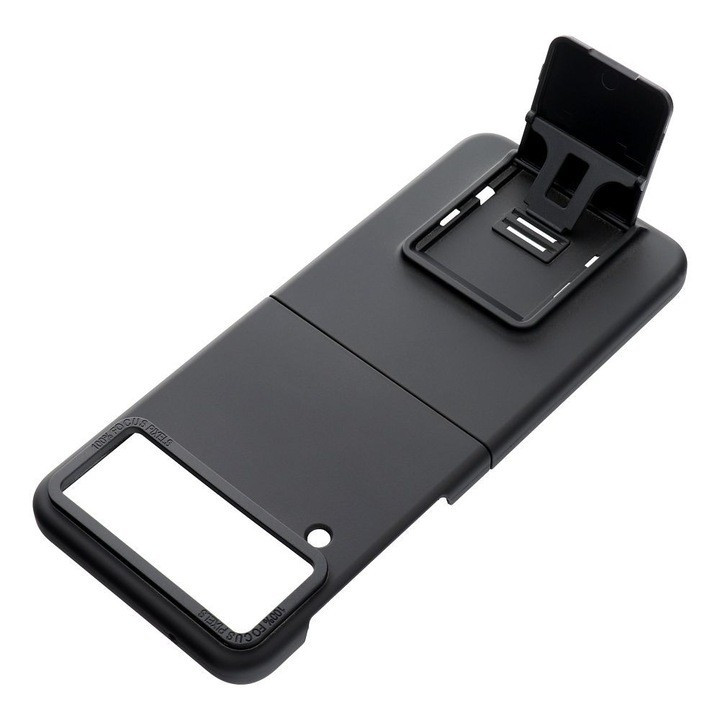 Husa protectie Samsung Galaxy Z Flip4 5G, policarbonat, pliere tridimensionala, stand expunere, neagra 2