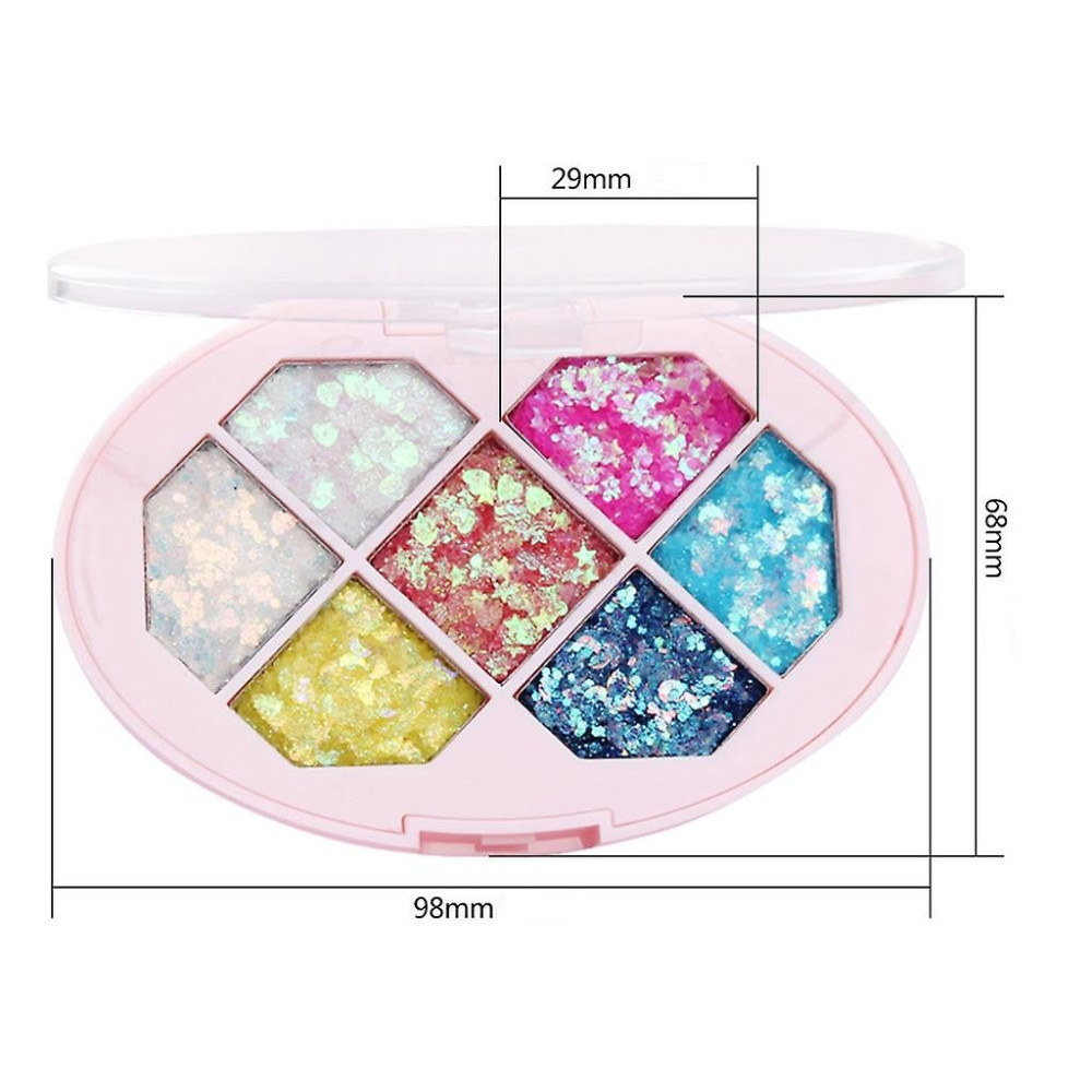 Paleta cu Glitter, Flippy, Varianta 1, 7 Nuante, Pentru Corp si Par, 50 g, Rezistent la Apa, 9.8 x 6.8 cm, Multicolor 3