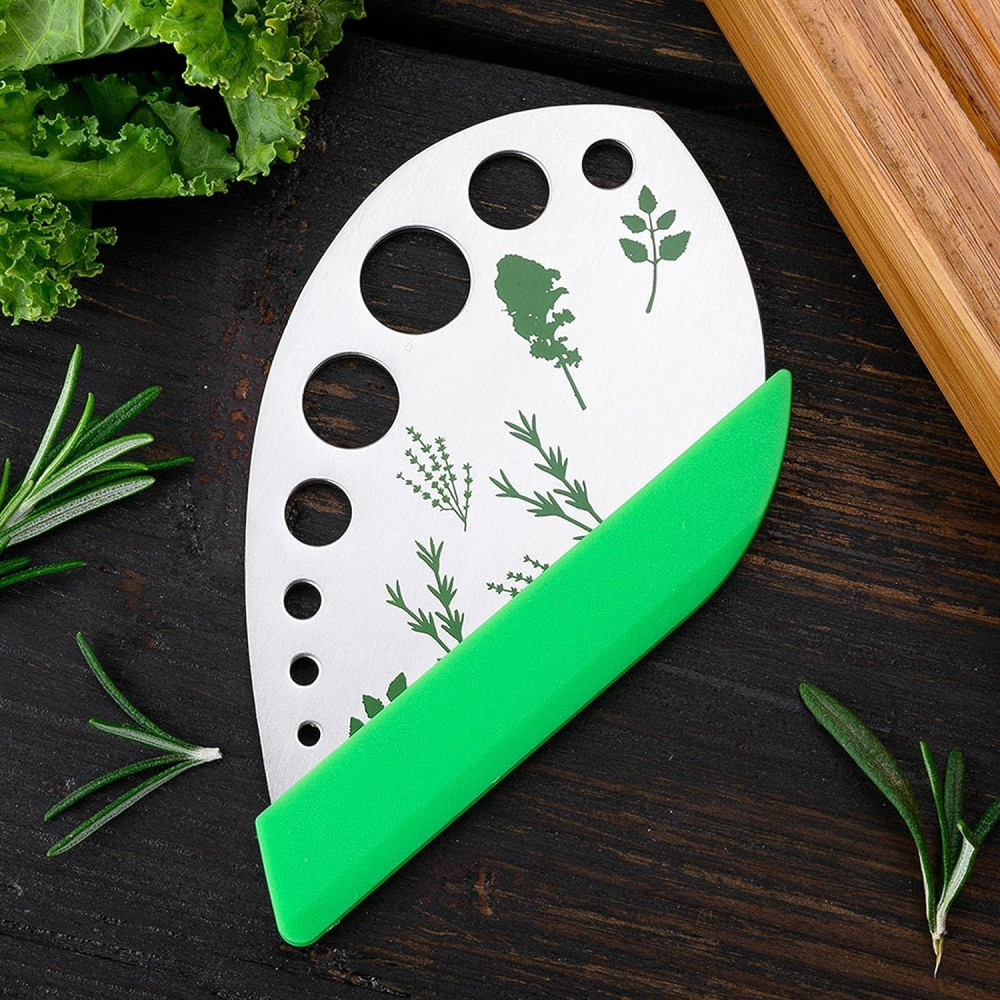Tocator manual pentru ierburi Herb Cutter, 9 gauri de diferite dimensiuni, multifunctional, otel inoxidabil, 12.3 x 6.9 cm, argintiu 2