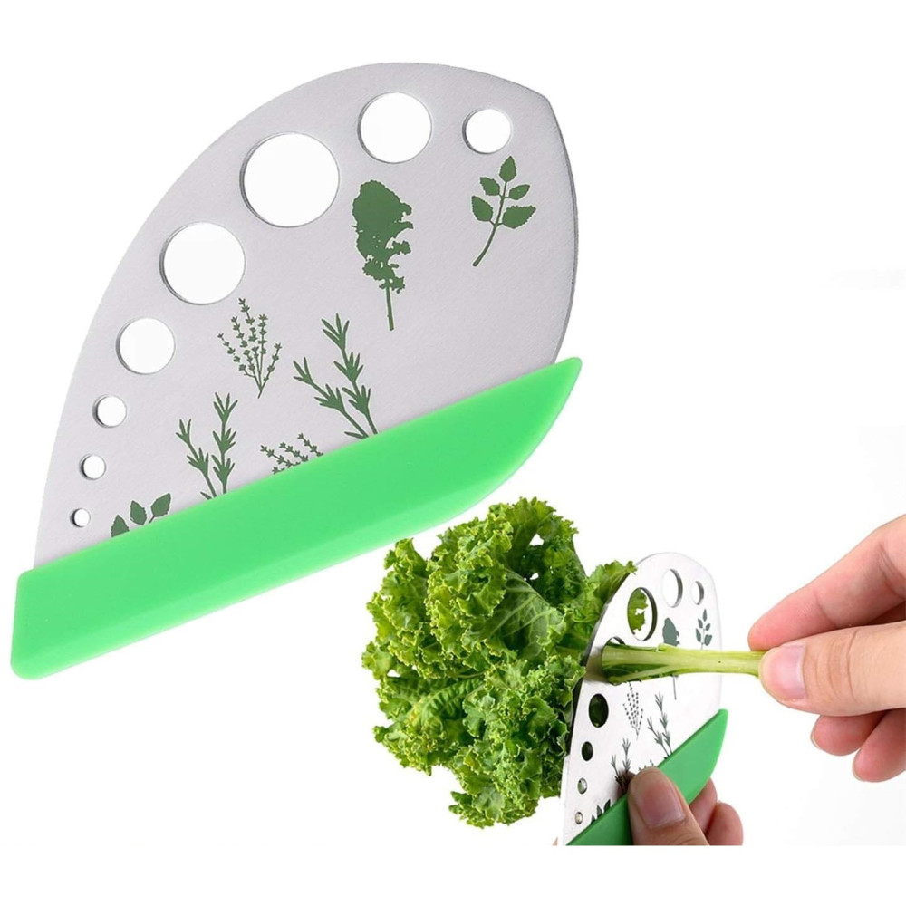 Tocator manual pentru ierburi Herb Cutter, 9 gauri de diferite dimensiuni, multifunctional, otel inoxidabil, 12.3 x 6.9 cm, argintiu 3