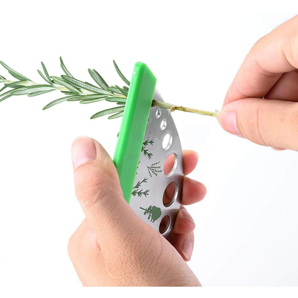 Tocator manual pentru ierburi Herb Cutter, 9 gauri de diferite dimensiuni, multifunctional, otel inoxidabil, 12.3 x 6.9 cm, argintiu 5