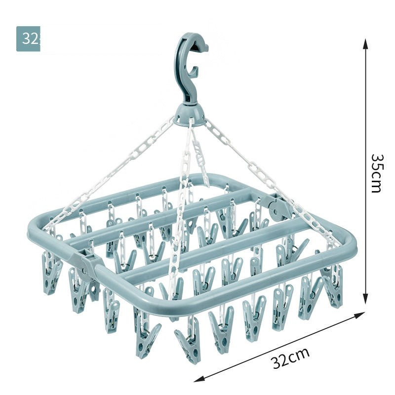 Uscator de rufe, 32 de cleme, Plastic, Pliabil, rotire 360 grade, 32x32 cm, Albastru 2