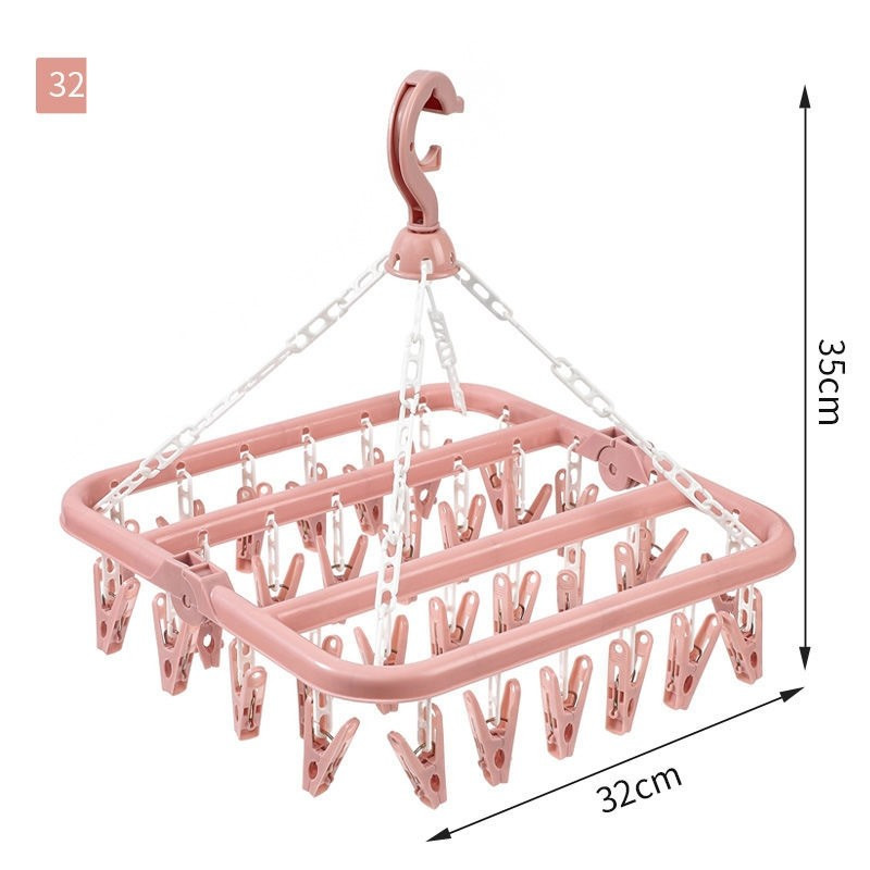 Uscator de rufe , 32 de cleme, plastic, pliabil, rotire 360 grade, 32x32 cm, roz 2