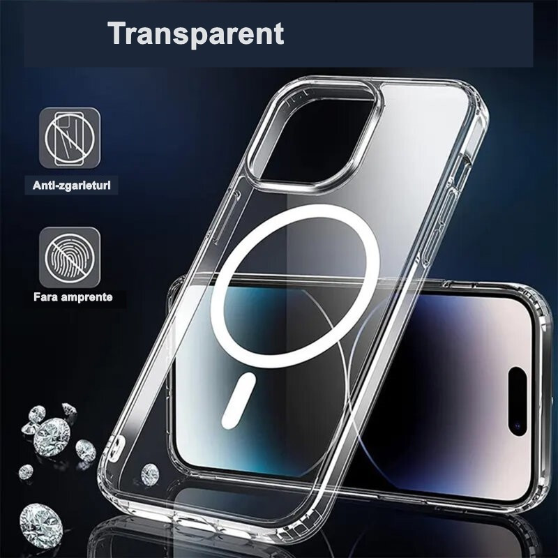 Husa protectie Apple iPhone 15 Pro, compatibila MagSafe, transparenta 2