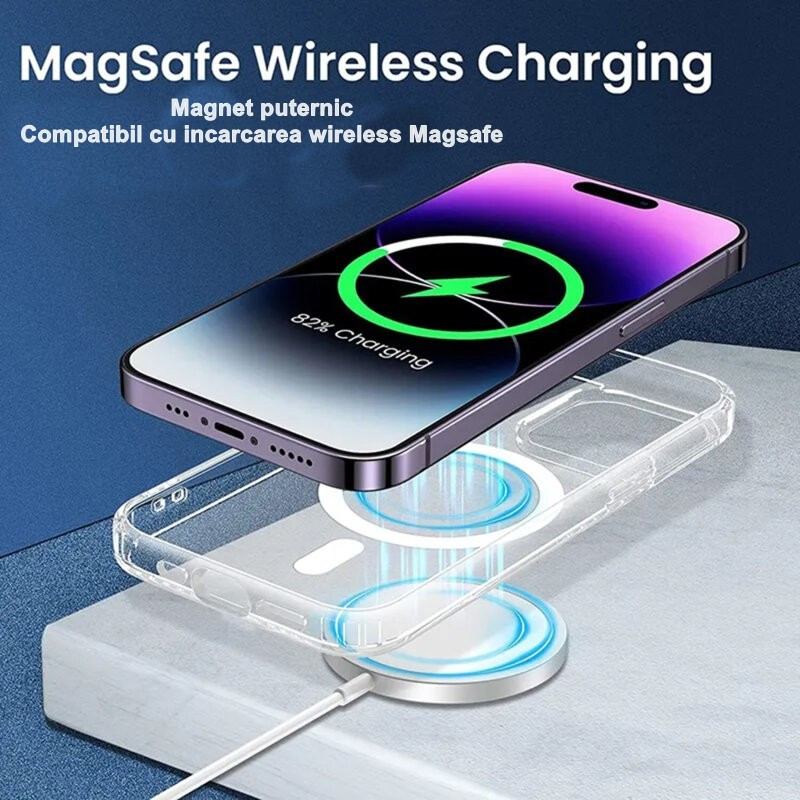 Husa protectie Apple iPhone 15 Pro Max, compatibila MagSafe, transparenta 3
