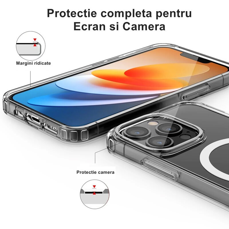 Husa protectie Apple iPhone 15 Plus, compatibila MagSafe, transparenta 4