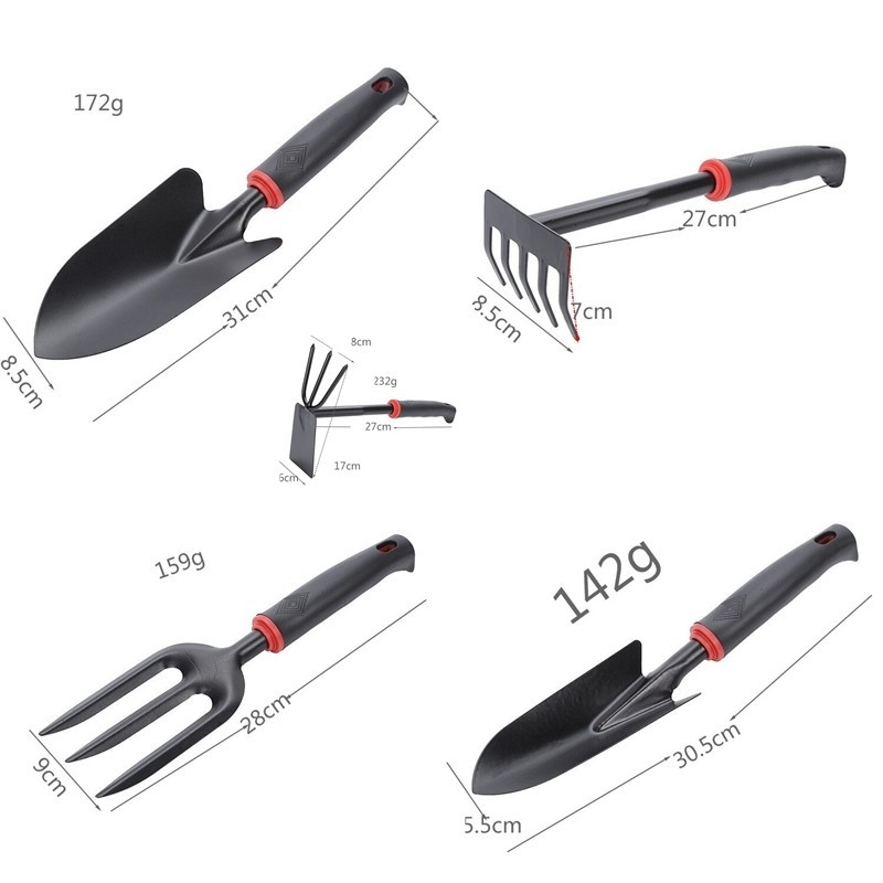 Set 7 unelte de gradina, pentru plantare si ingrijire plante, PVC si cardboard, 31.5 x 8 cm, negre 2