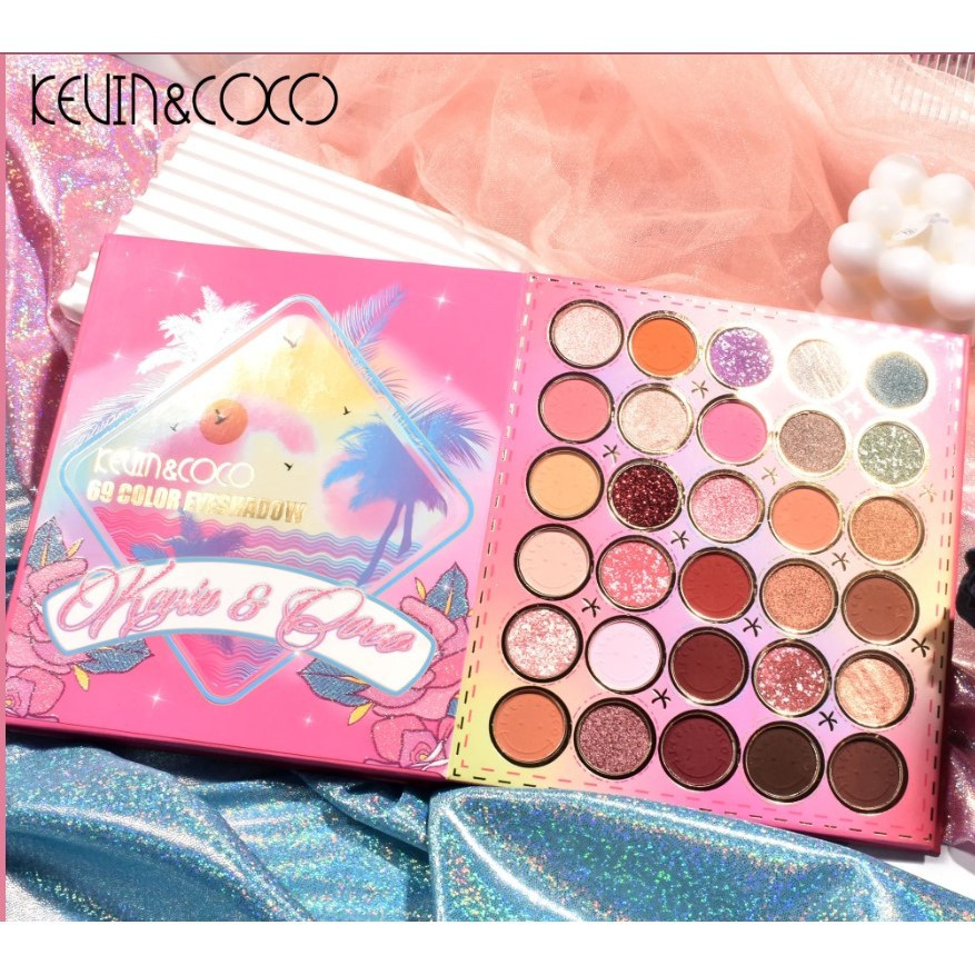 Paleta farduri Kevin&Coco, 69 nuante, blush, iluminator, conturing, deschidere tip carte, 18.6 x 16.5 cm, 97 g, multicolor, model 2 3