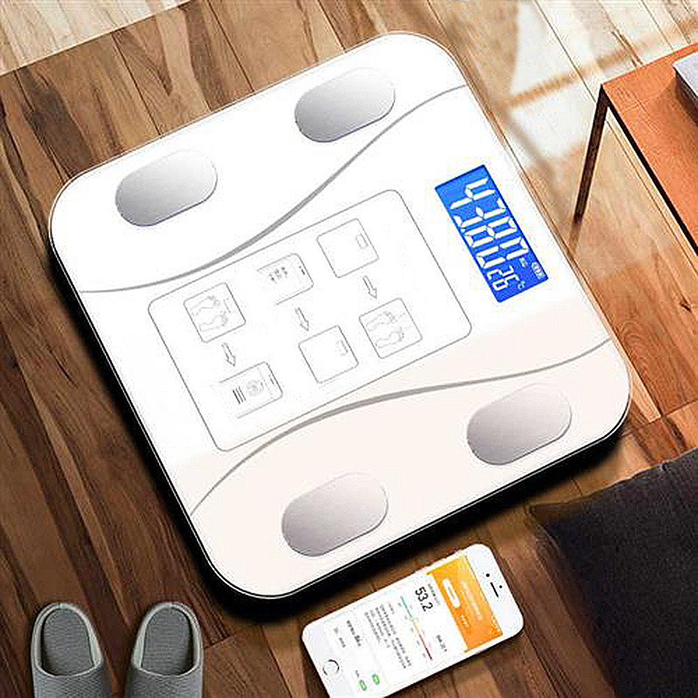 Cantarul corporal electronic RT-002, multiple functii, conectare aplicatie prin bluetooth, baterii, alb 3