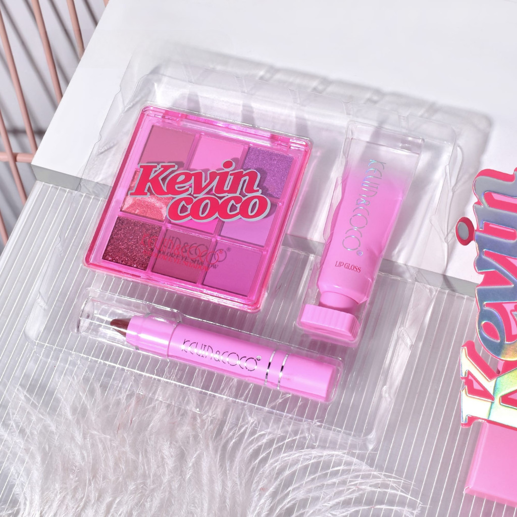 Set 3 produse machiaj KEVIN & COCO, Pink Ice Star, 9 culori, 15.5 x 13 x 3.4 cm 3