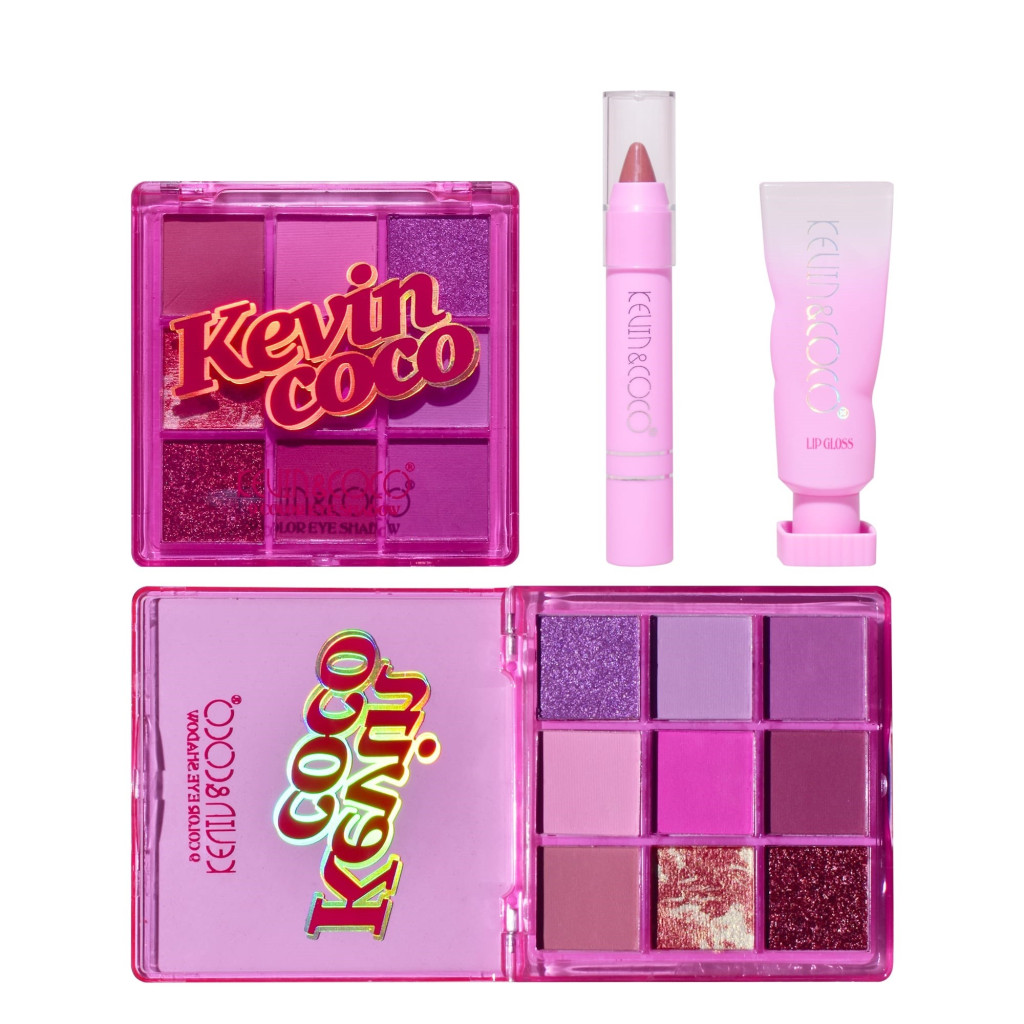 Set 3 produse machiaj KEVIN & COCO, Pink Ice Star, 9 culori, 15.5 x 13 x 3.4 cm 4