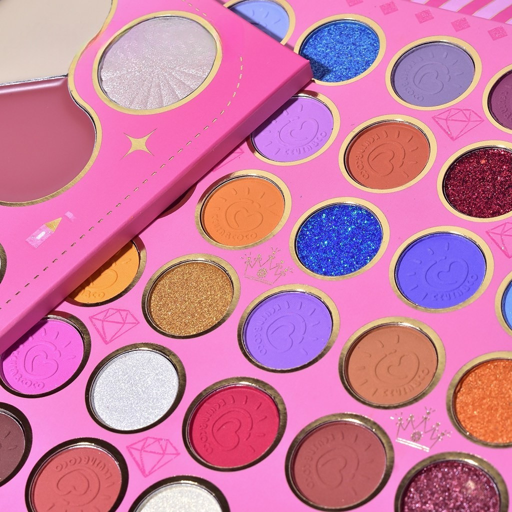 Trusa de machiaj KEVIN & COCO, Princess Palette, fard de pleoape, iluminator, corector, ruj, 79 culori, 19.7 x 20 x 2 cm 4