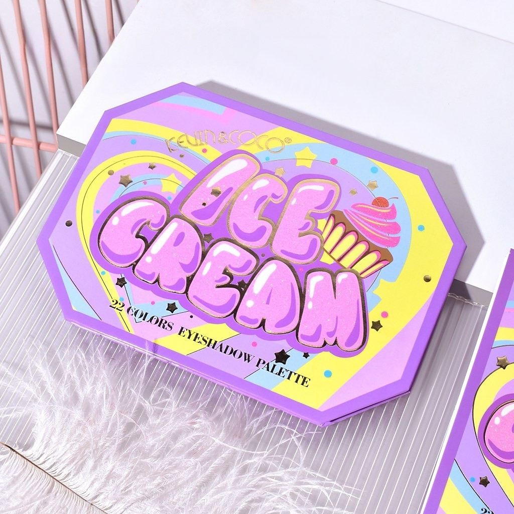 Paleta de machiaj KEVIN & COCO, Violet Ice Cream, fard de pleoape, 22 culori, 19 x 13.7 x 1.3 cm 4